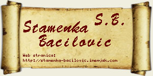 Stamenka Bačilović vizit kartica